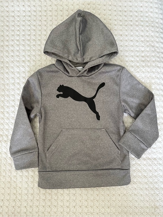 Puma Other - NWOT Puma 4T Toddler Kids Metallic Gray Black Logo Hoodie Athleisure Cozy Soft